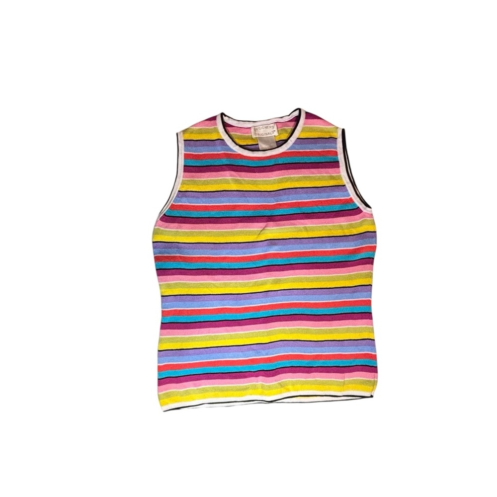 Designers Originals multicolor stripe sleeveless sweater knit top small vintage